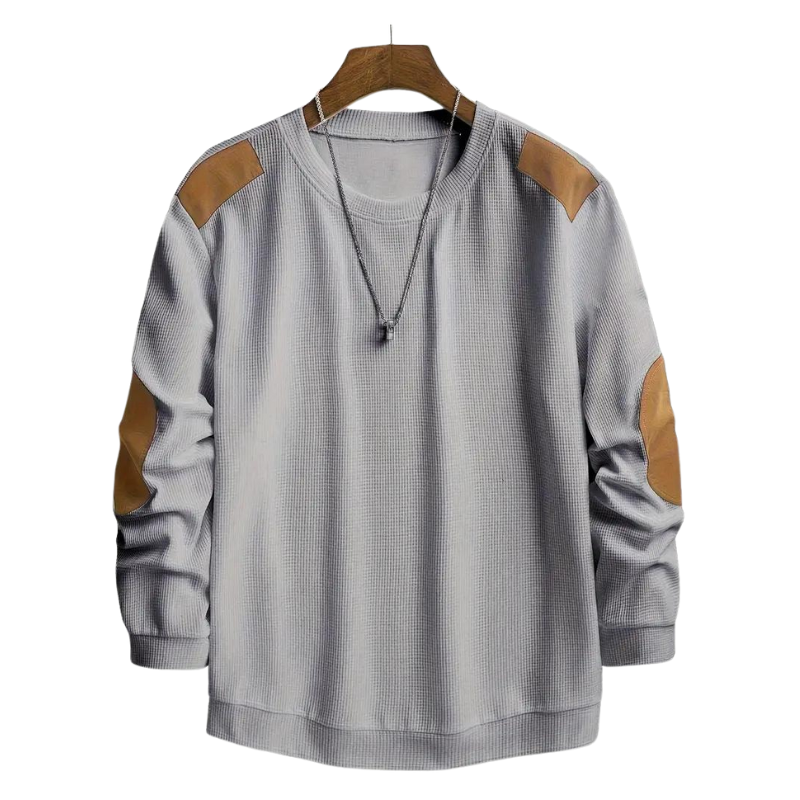 Men's crew neck patchwork sweater