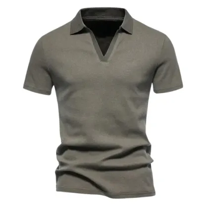 Classic Men's V-Neck Cotton Shirt