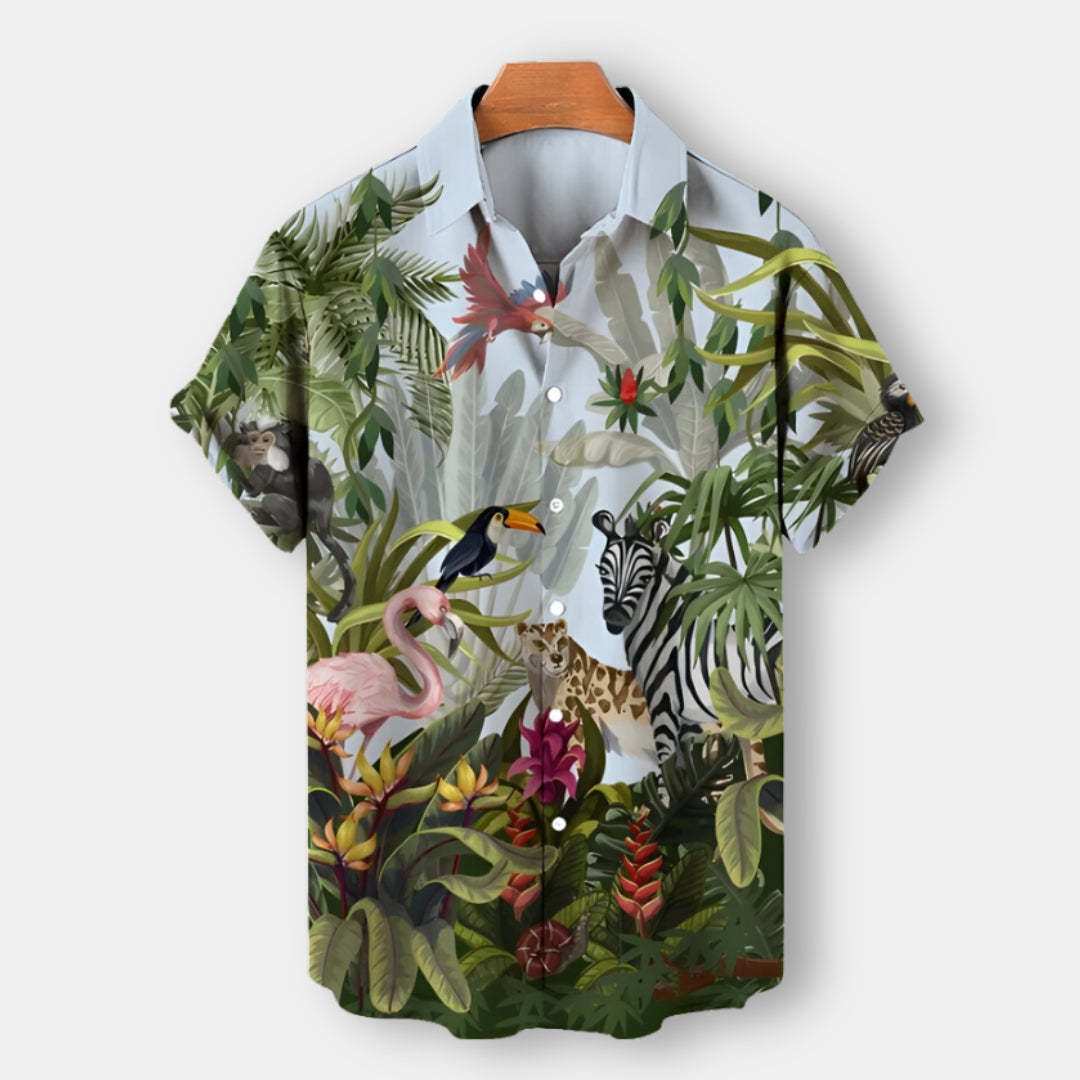 Hawaiian Vacation Tropical Plant Print Men's Short Sleeve POLO Shirt