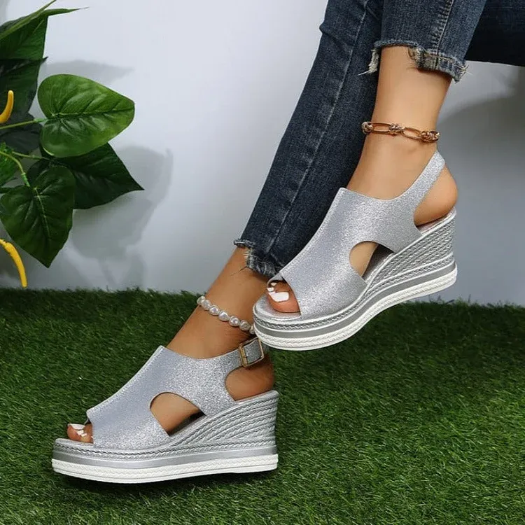 Orthopedic Women Sandals Arch Support Glitter Color NonSlip Sandals