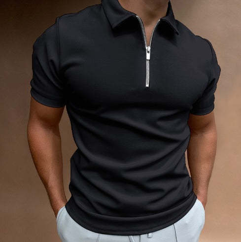 Men's Lapel Spring Zip Up Shirt