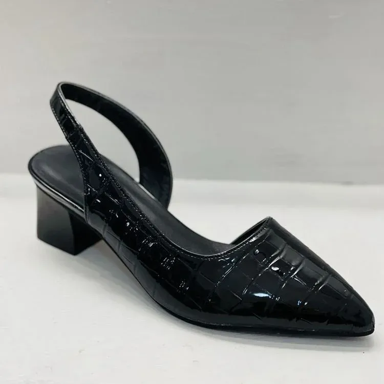 Women's Slingback Pointed Toe Chunky Low Heels Sandals Wedding Heel Formal Fashion Heels