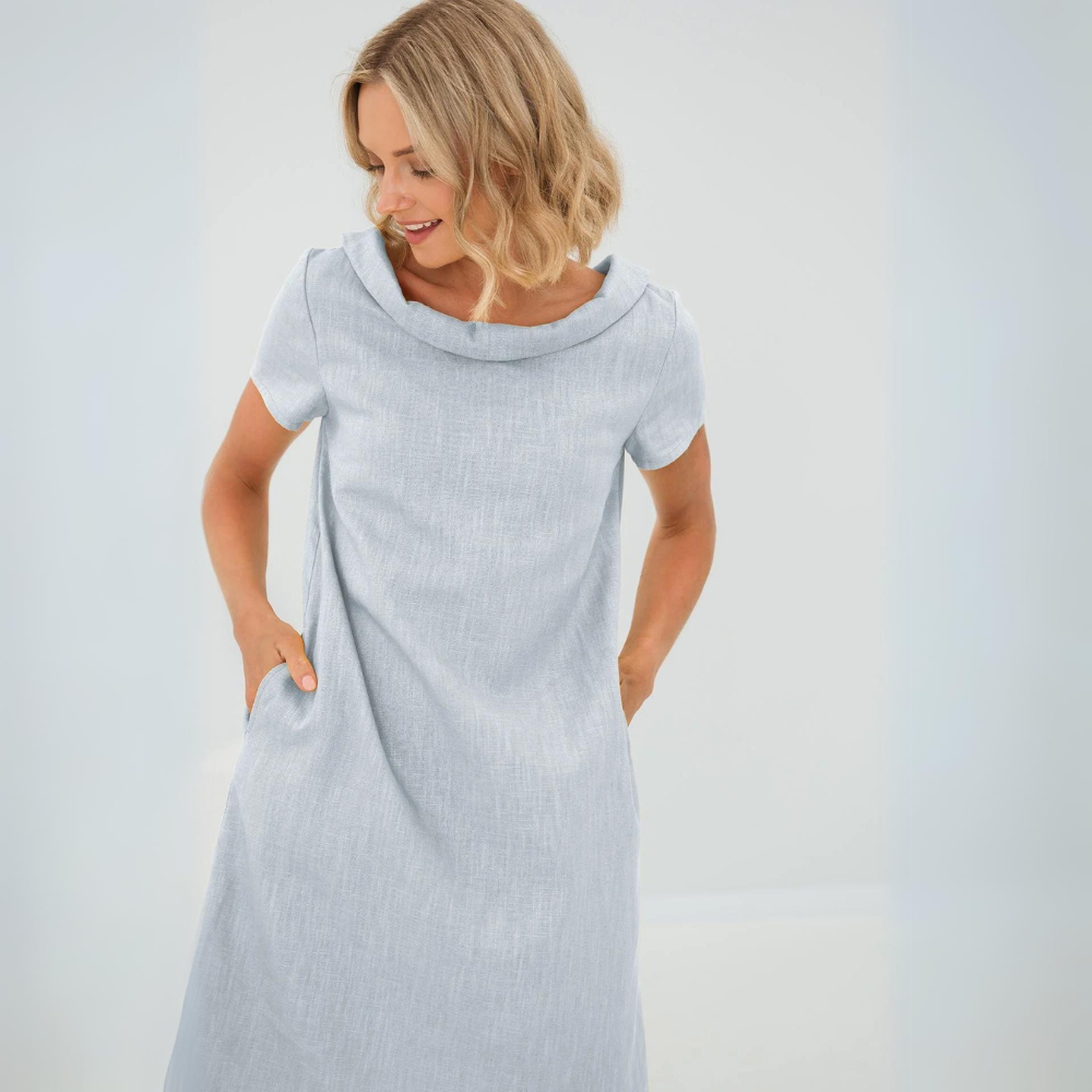 Elegant Summer Soft Linen Dress With Pockets