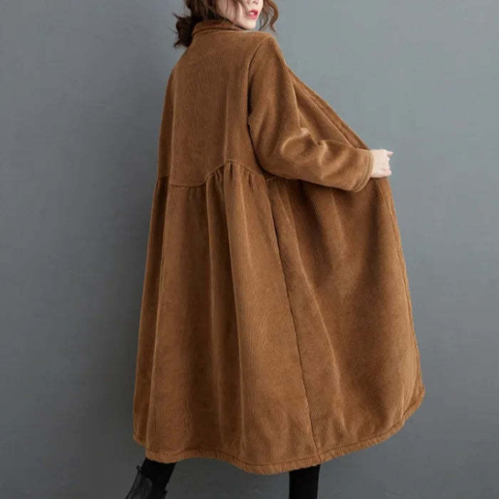 Oversized Corduroy Button Fleece Lined Coat 
