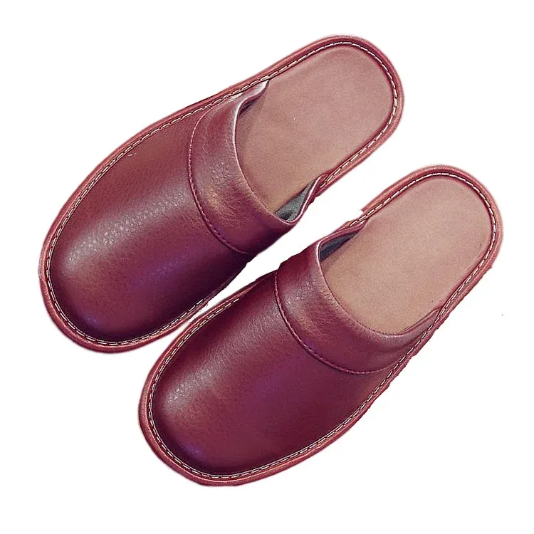 Leather Flat Men Slippers Light Odorless Leisure Shoes
