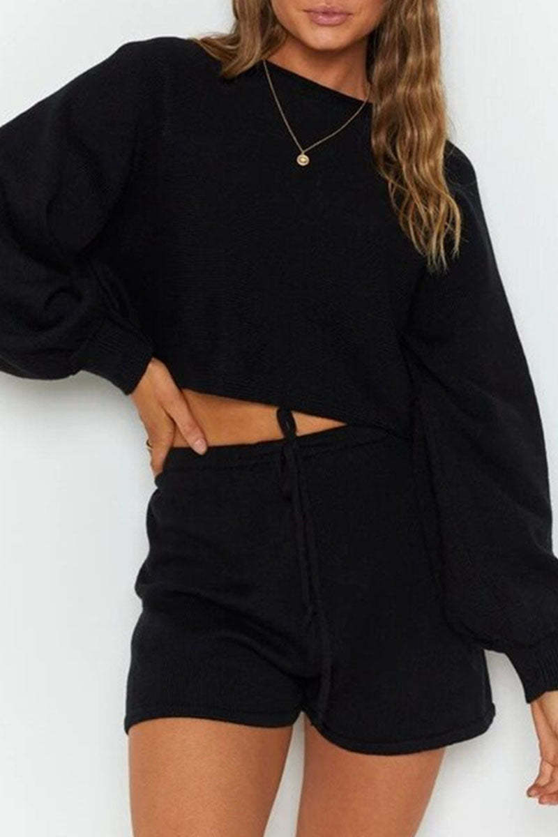 Claire - round neck long sleeve two piece set