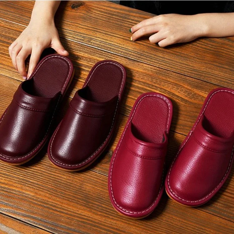 Leather Flat Men Slippers Light Odorless Leisure Shoes