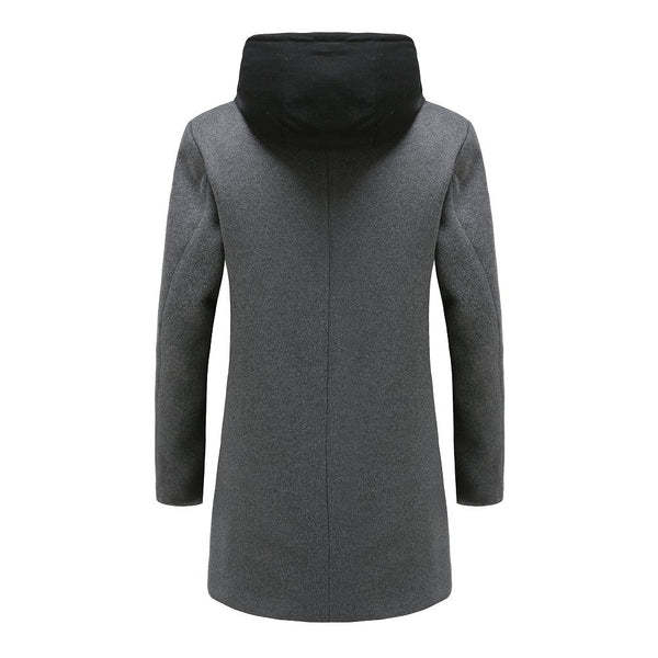 Casual Woolen Mid-Length Coat With Detachable Hat