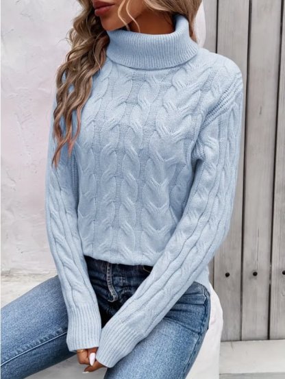 Autumn Cable Knit Women's Turtleneck Sweater