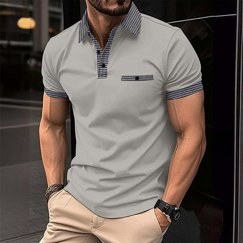 Men's Button Down Colorblock Sports Short Sleeve Shirt