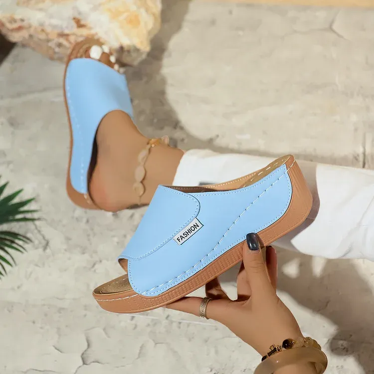 Comfortable Arch Support Slides Women’s Solid Color Sandals