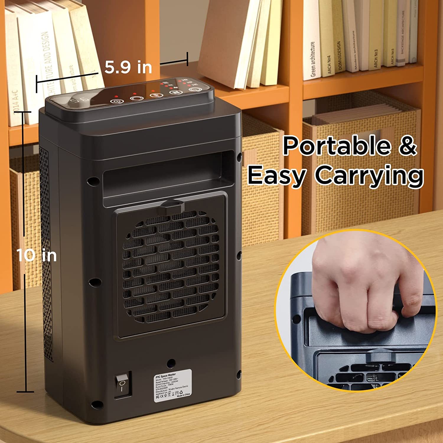 Space Heater With Fan & Thermostat 1500w/1200w-gladdween