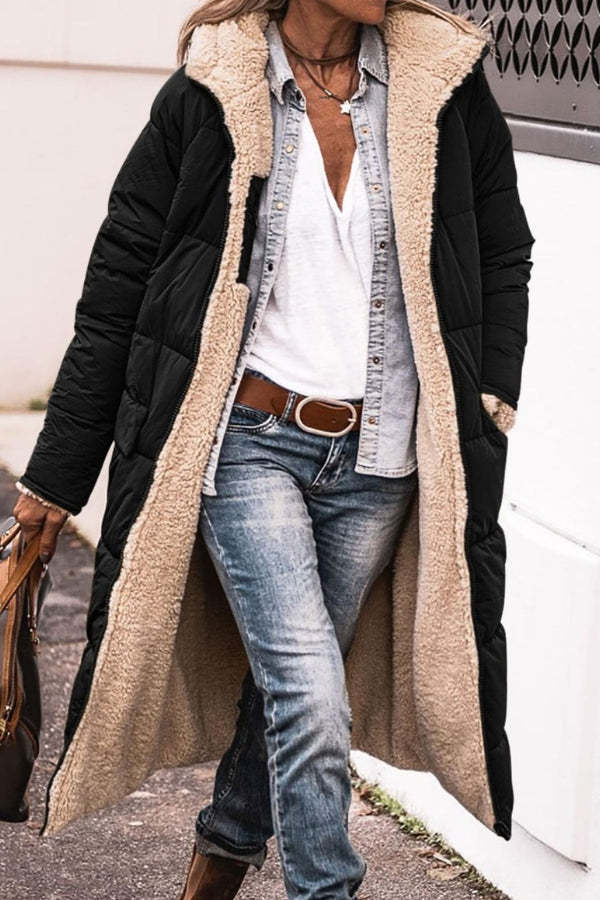 Solid Colored Hooded Quilted Jacket