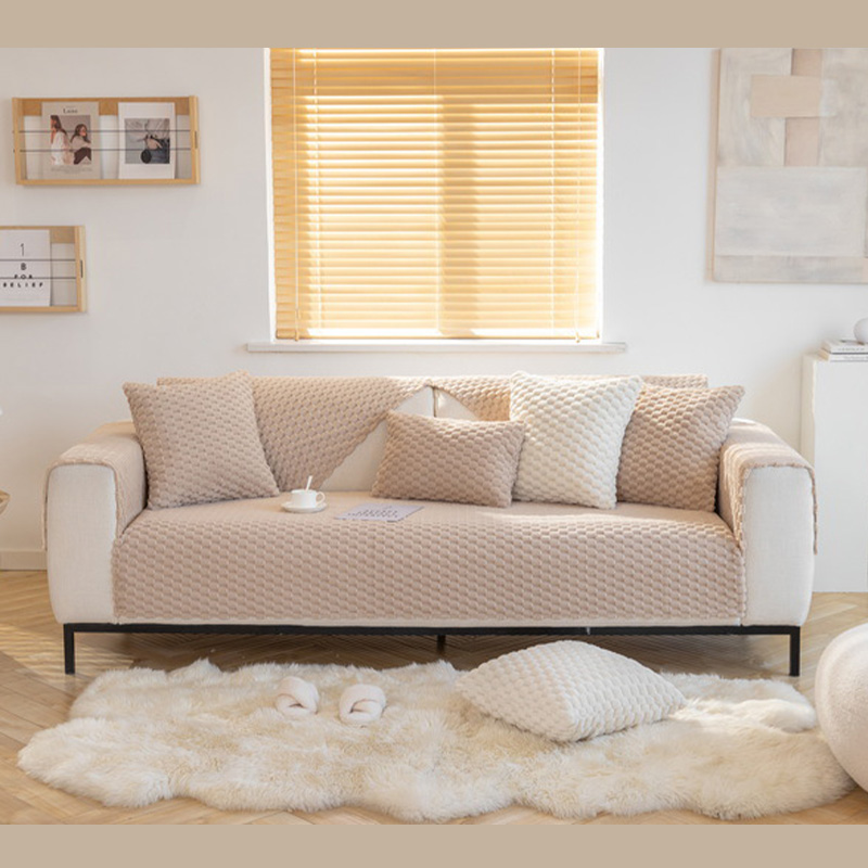 Honeycomb Plush Thickened Non-slip Sofa Cover