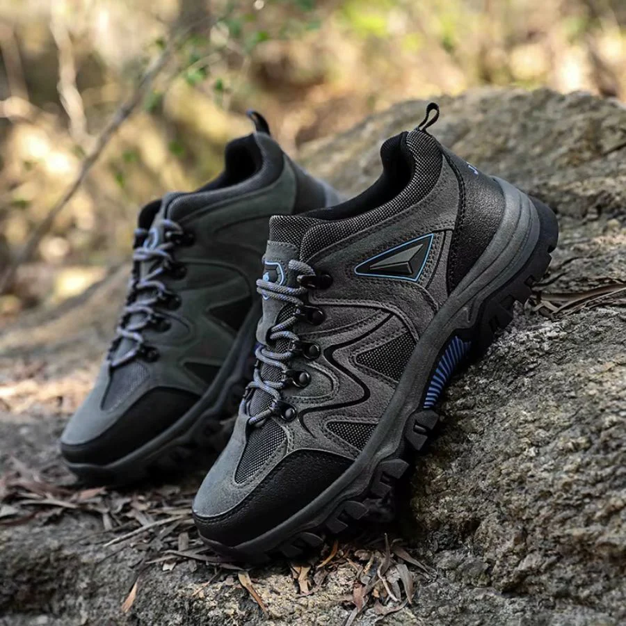 Orthopedic Hiking Shoes for Men Waterproof Suede Leather with Arch Support