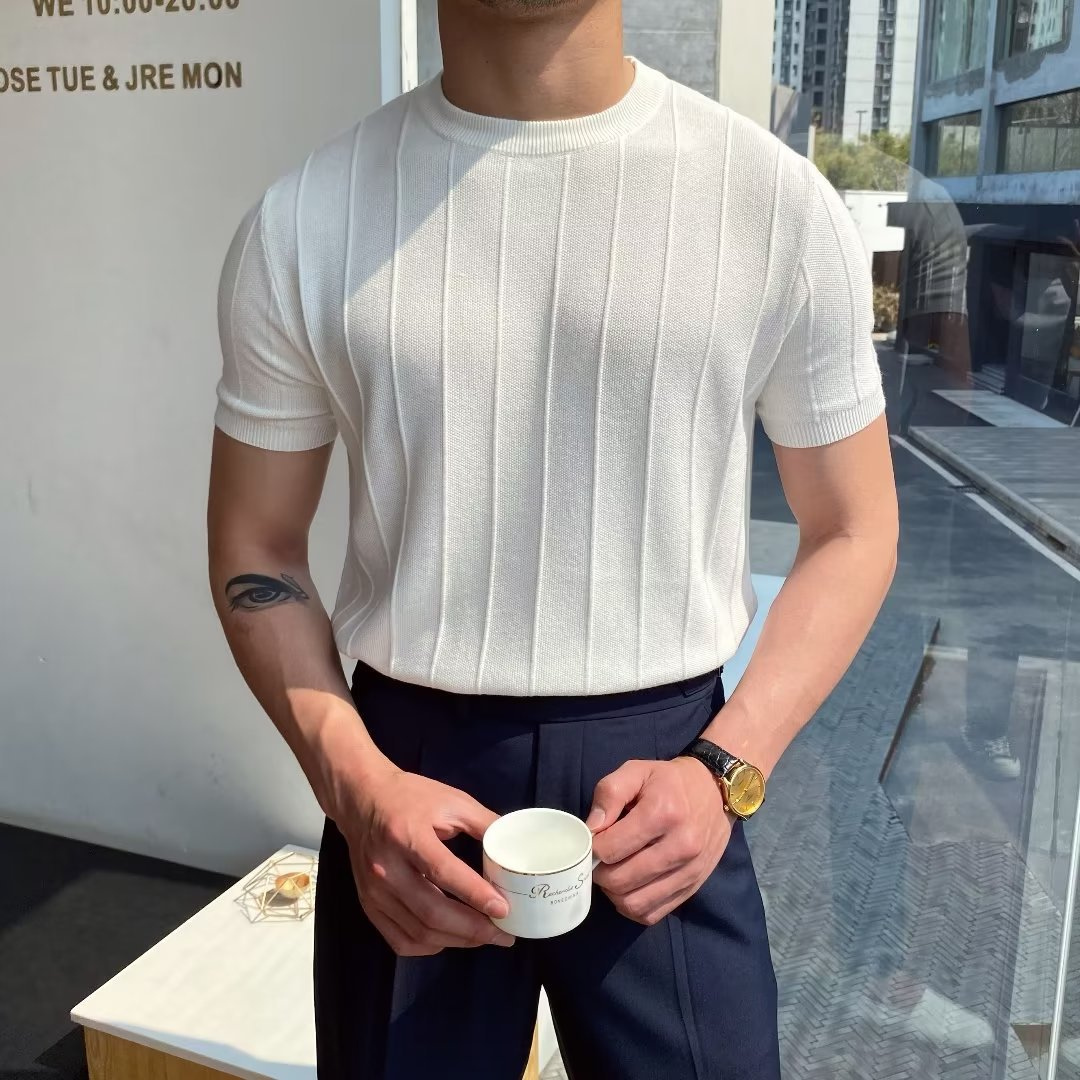 Men's Summer Light Luxury Knit T-Shirt