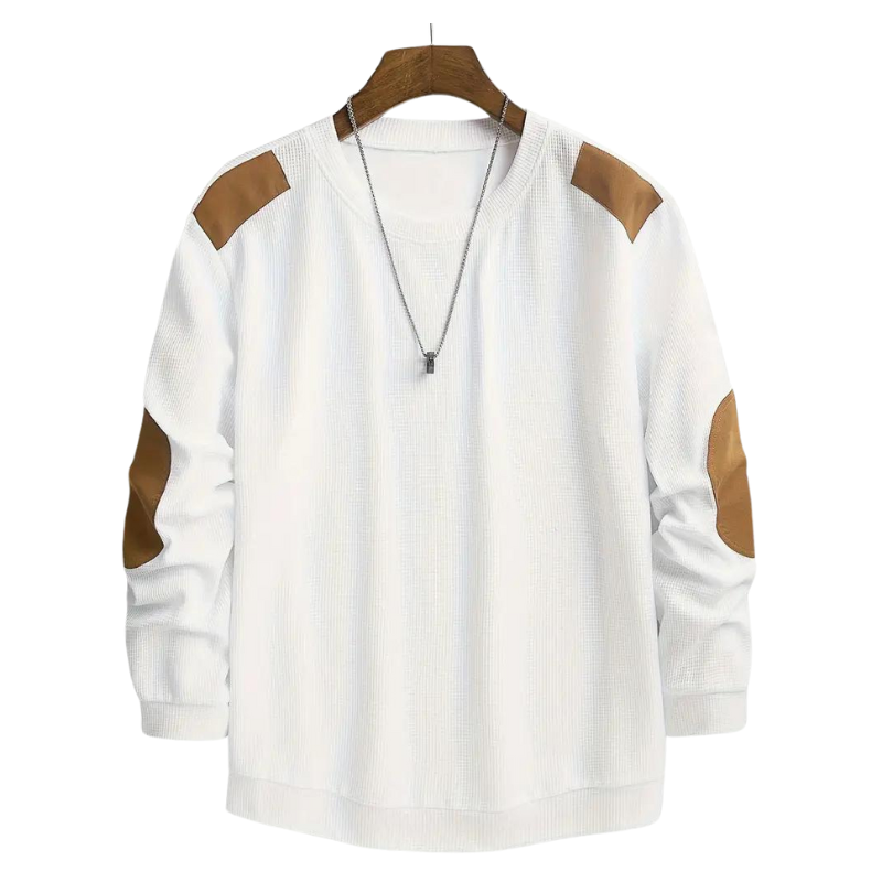 Men's crew neck patchwork sweater