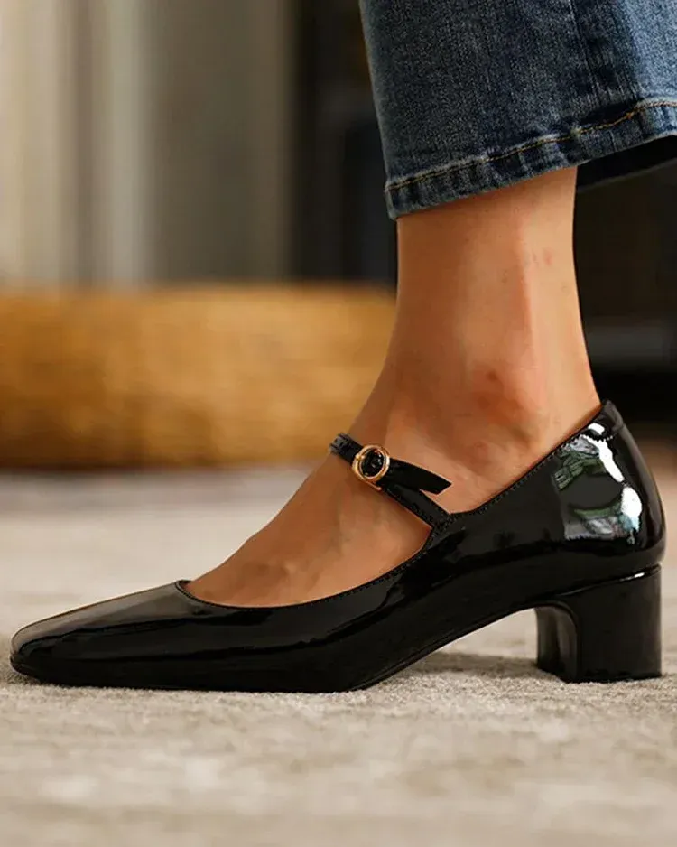 Square Toe Heeled Mary Janes