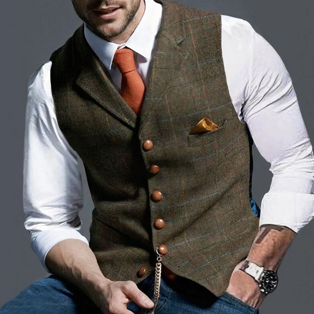 Casual Plaid Tank Top Slim Waistcoat for Men