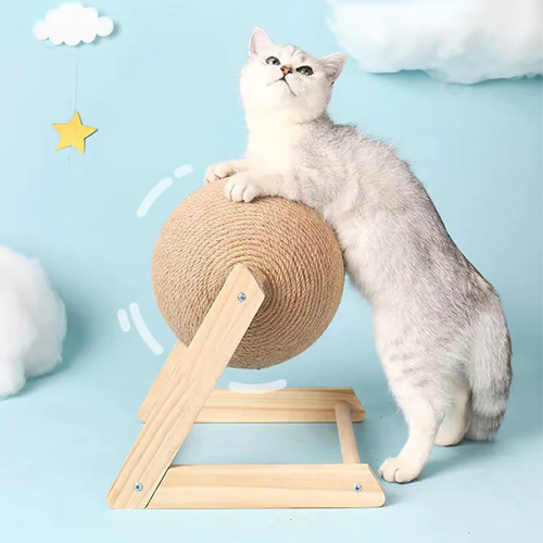 Cat Scratching Ball Toy Kitten Sisal Rope Ball Board-gladdween