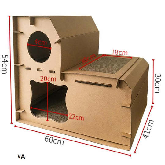 Double Decker Cardboard Cat House Scratcher-gladdween