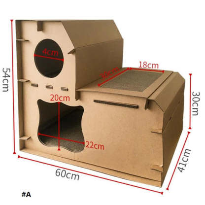 Double Decker Cardboard Cat House Scratcher-gladdween