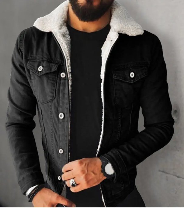 Men's Winter Fleece Denim Jacket