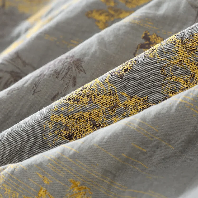 Neutral Landscape Kimono Cotton Pajama Set