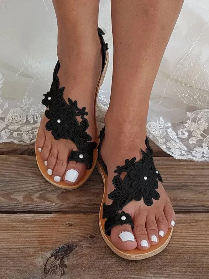 Women's Lace Romantic White Flower Decorative Summer Wedding Sandals