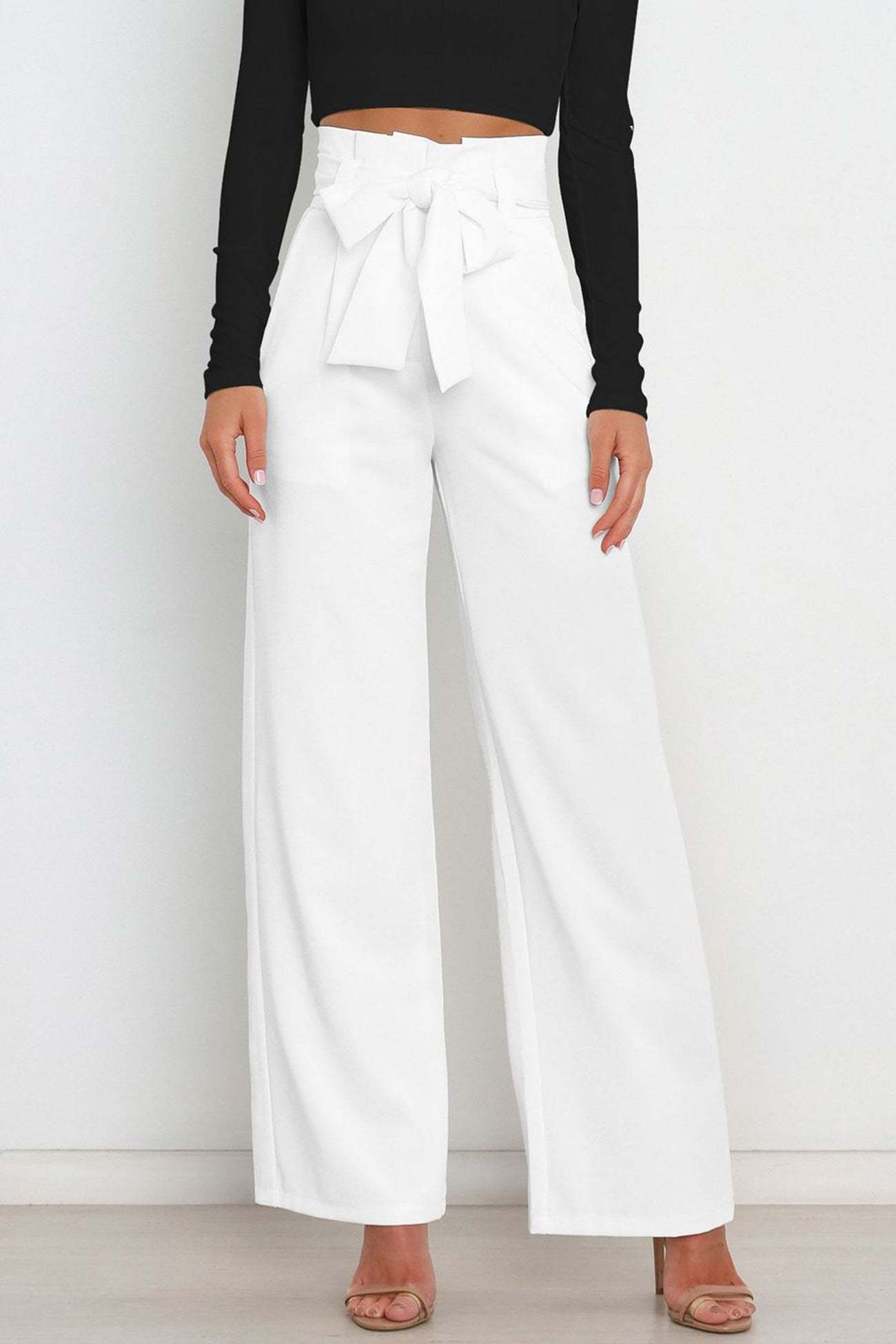 Maricel - casual tie-front loose straight long pants