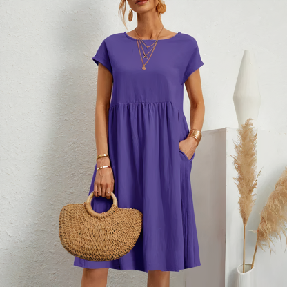 Iren - Knee Length Summer Dress with Pockets
