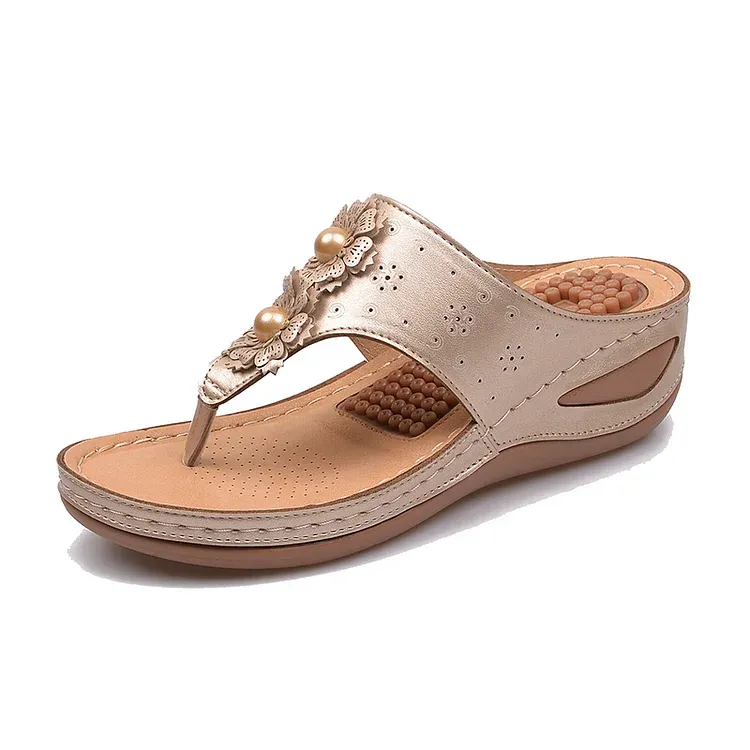 Women Orthopedic Sandal Arch Support Breathable Massage Anti Skid Flower Casual Sandal