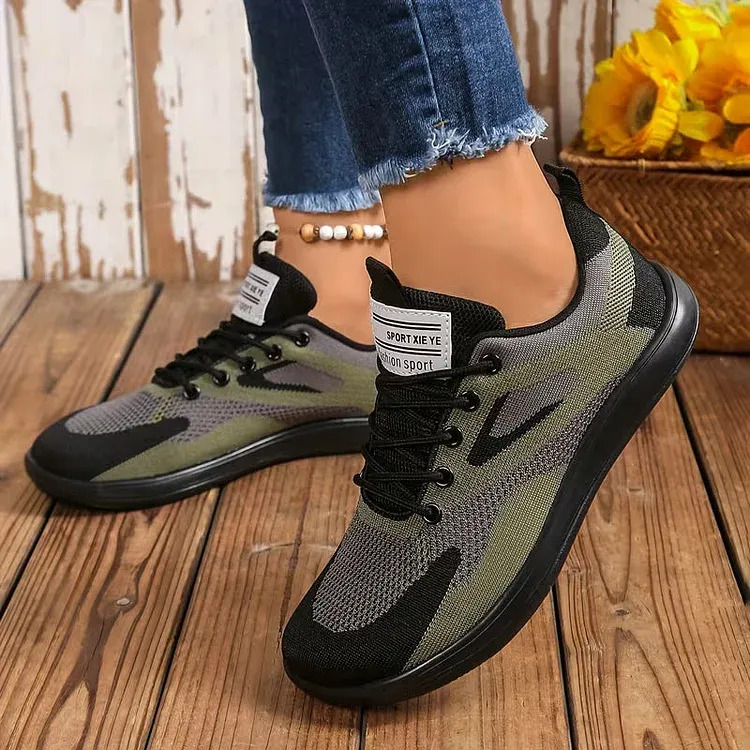 Women's Casual Lace-Up Sneakers with Breathable Upper