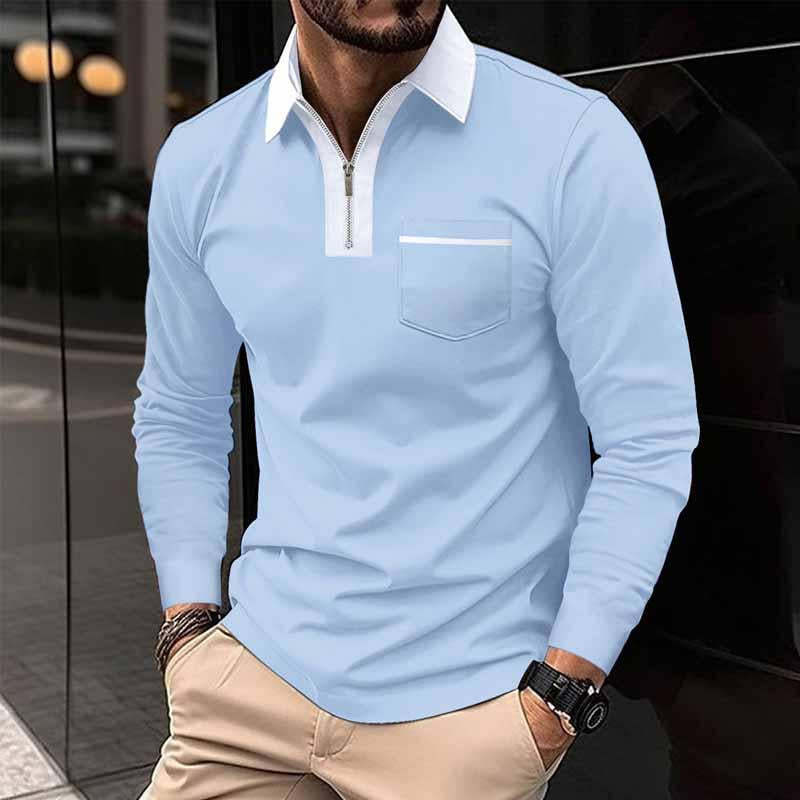 Men's Color Block Pocket Long Sleeve Shirt