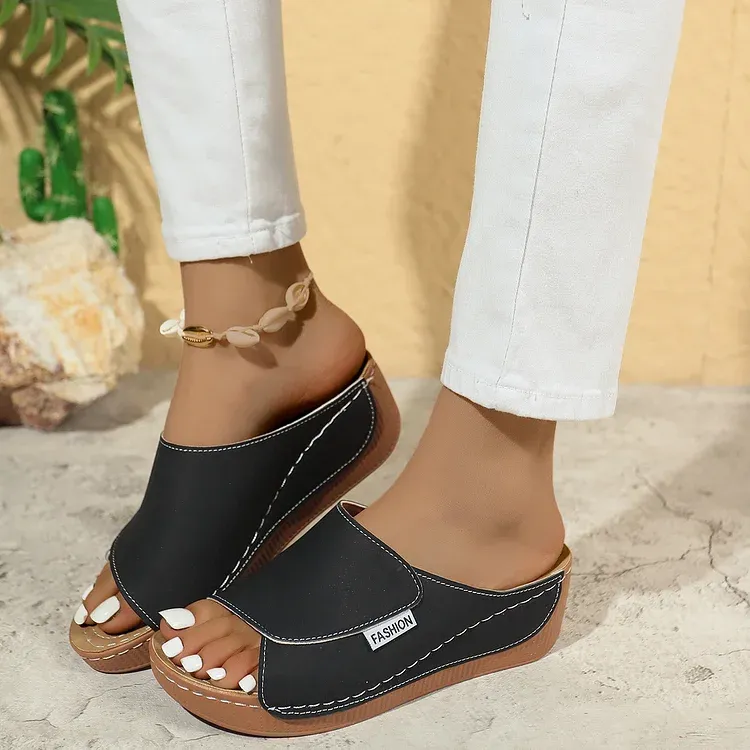 Comfortable Arch Support Slides Women’s Solid Color Sandals
