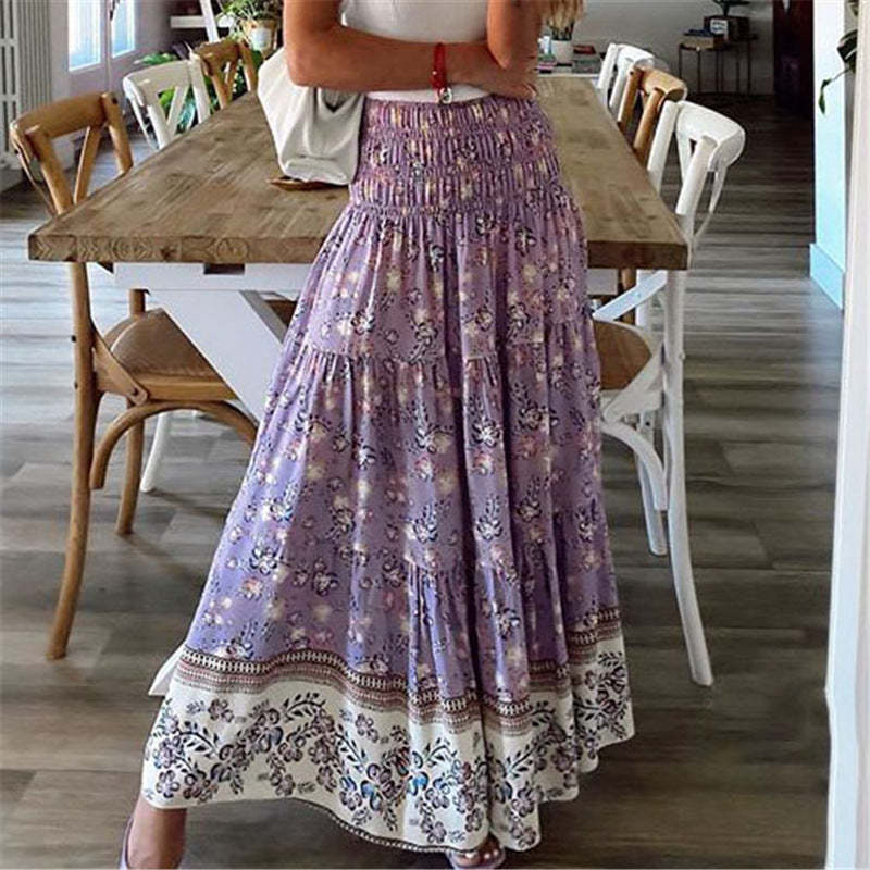 Clothing Printed skirt Casual skirt with high waist Long skirt 