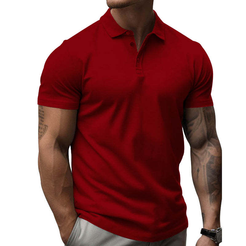 Men's Solid Slim Lapel Short Sleeve Casual Shirt