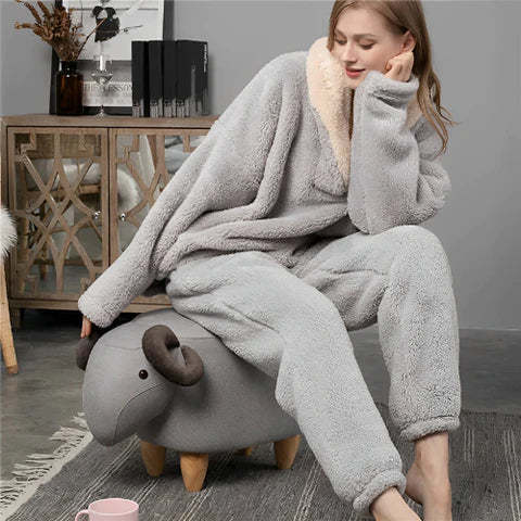 Fluffy Night Fleece - Pajama Set for Women