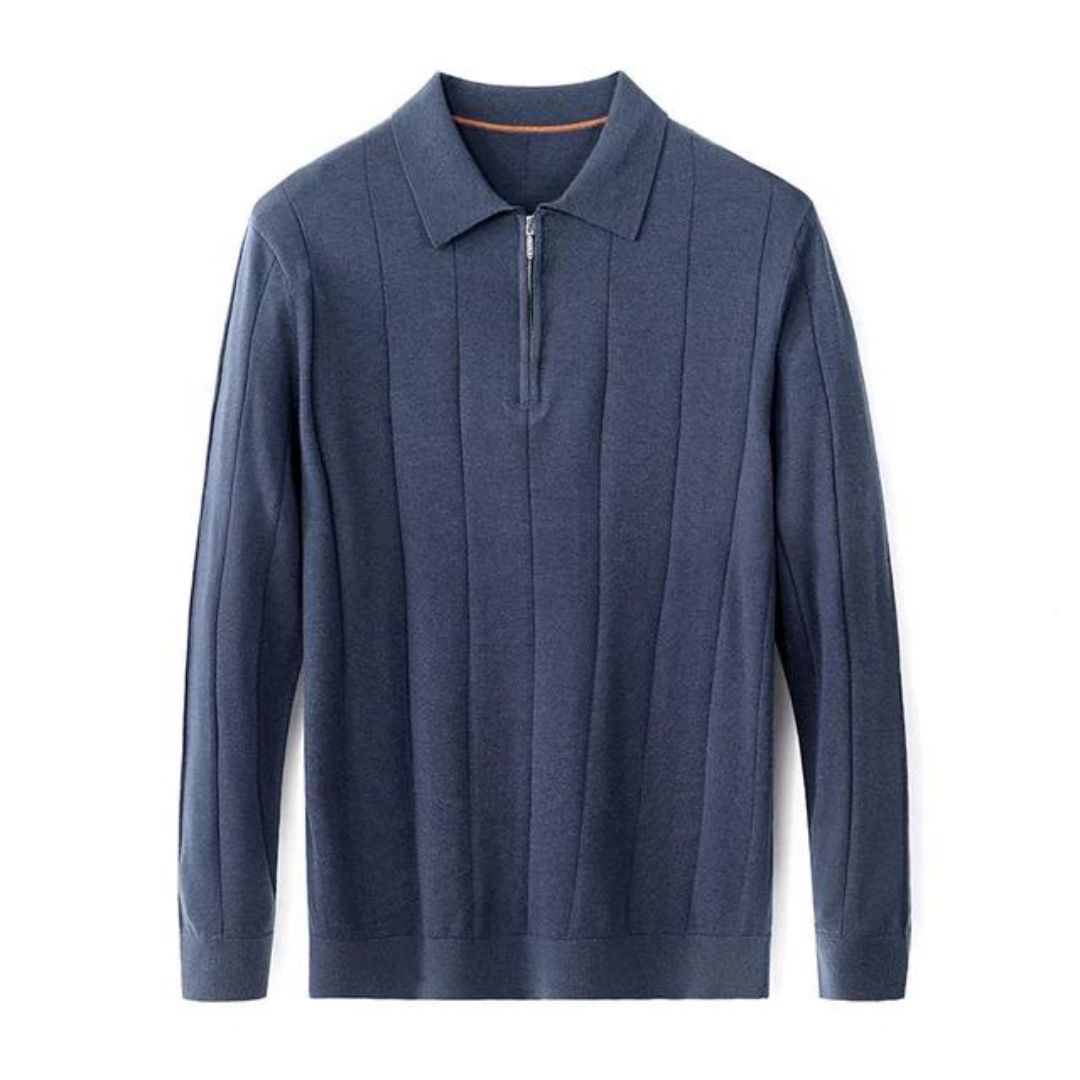 Fall/Winter Men's Cashmere Knit Lapel Long Sleeve with Zipper