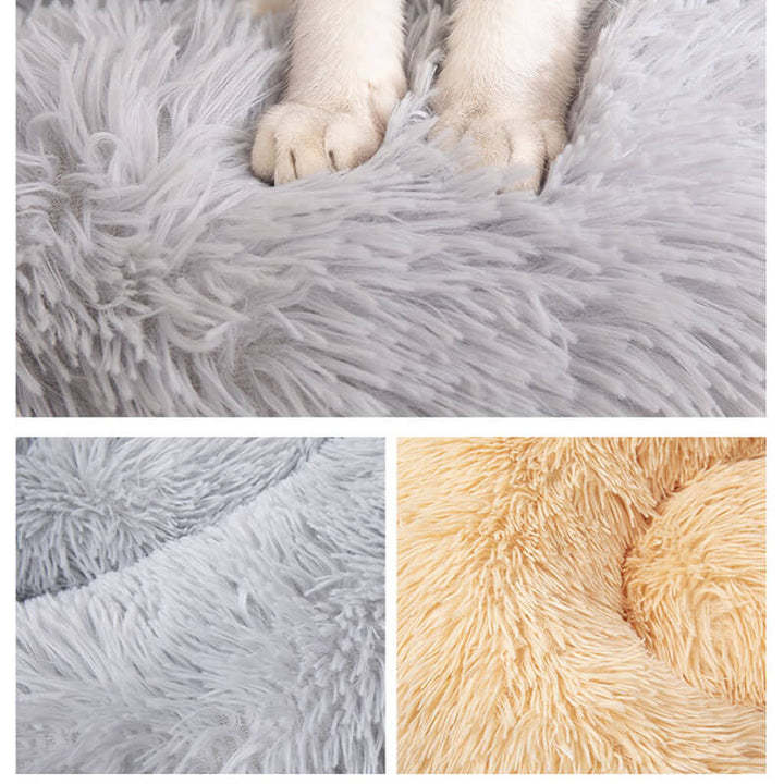 Calming Fluffy Cat Bed, Comfy Plush Pet Bed