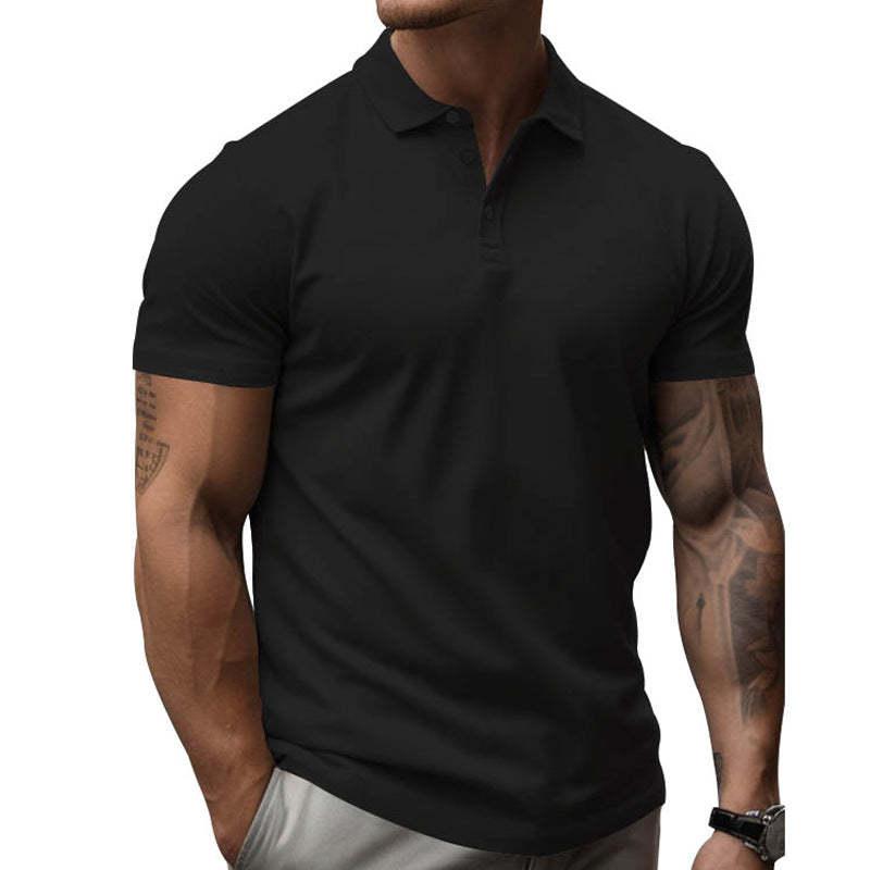 Men's Solid Slim Lapel Short Sleeve Casual Shirt
