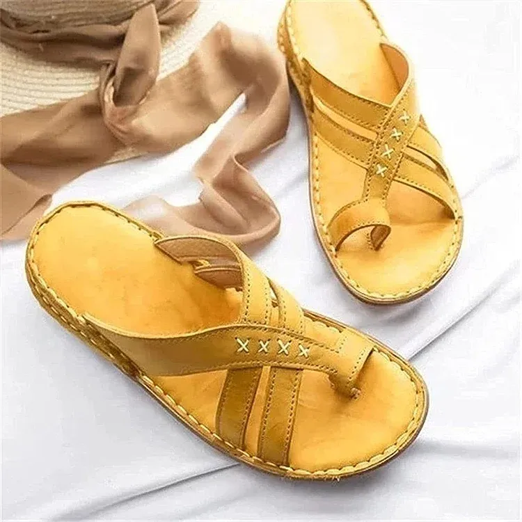 Women Casual Comfy Toe Ring Criss-Cross Sandals Shoes