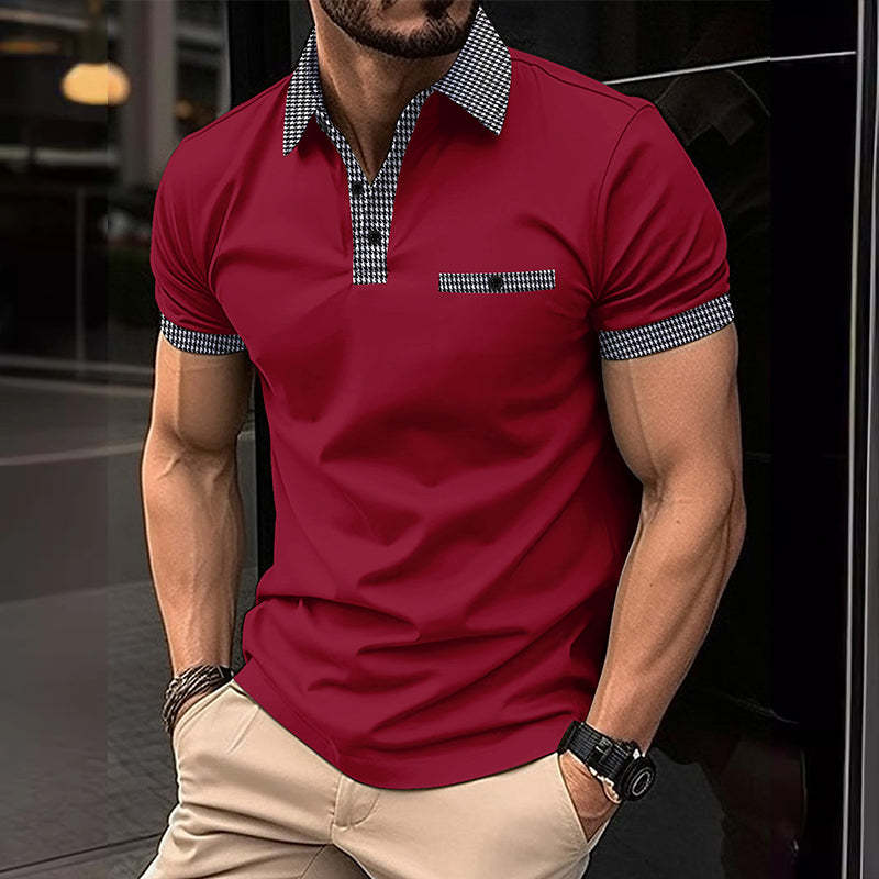 Men's Button Down Colorblock Sports Short Sleeve Shirt