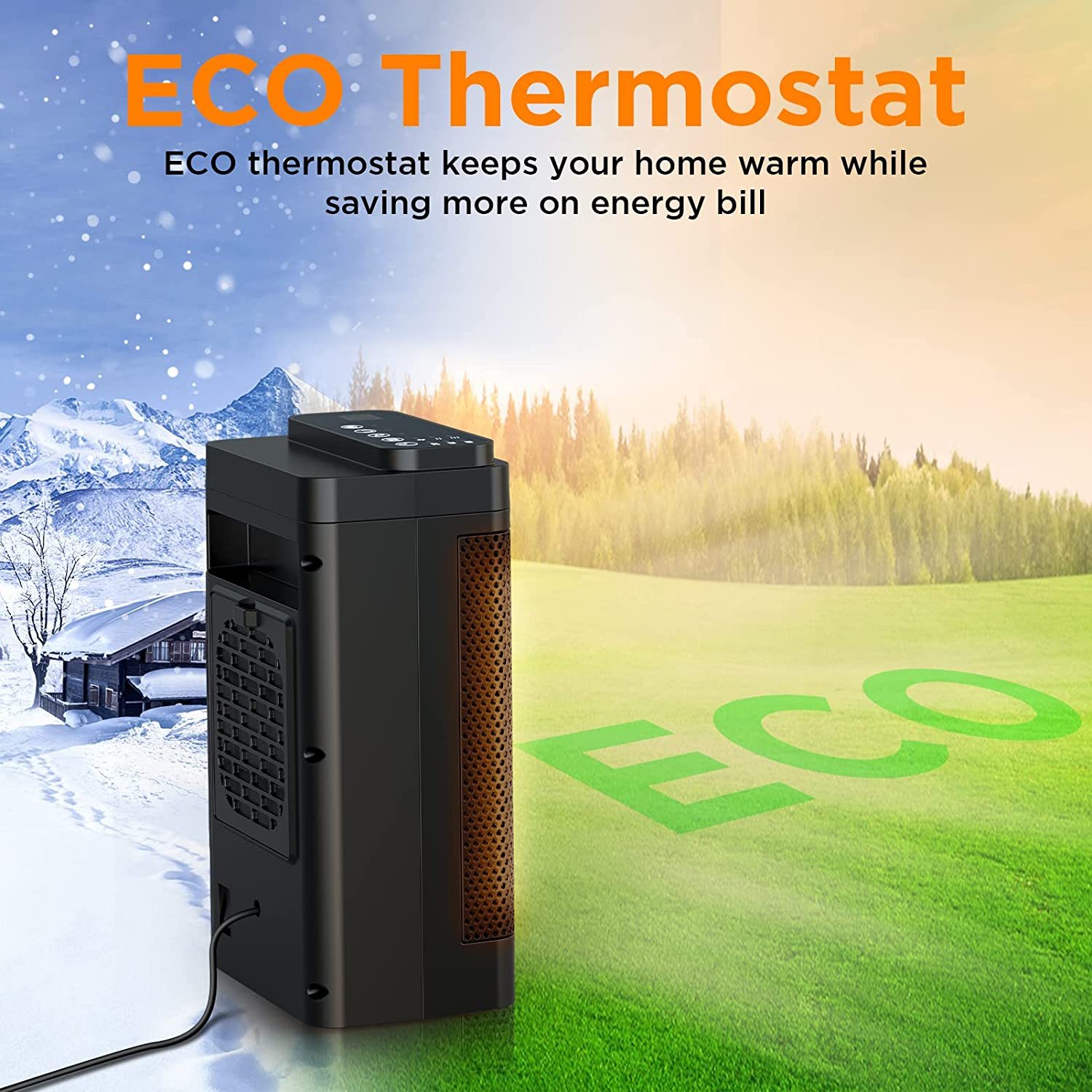 Space Heater With Fan & Thermostat 1500w/1200w-gladdween