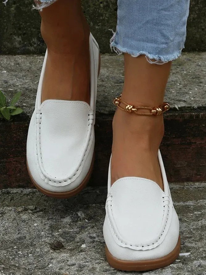 Plain Color Casual Loafers Flats