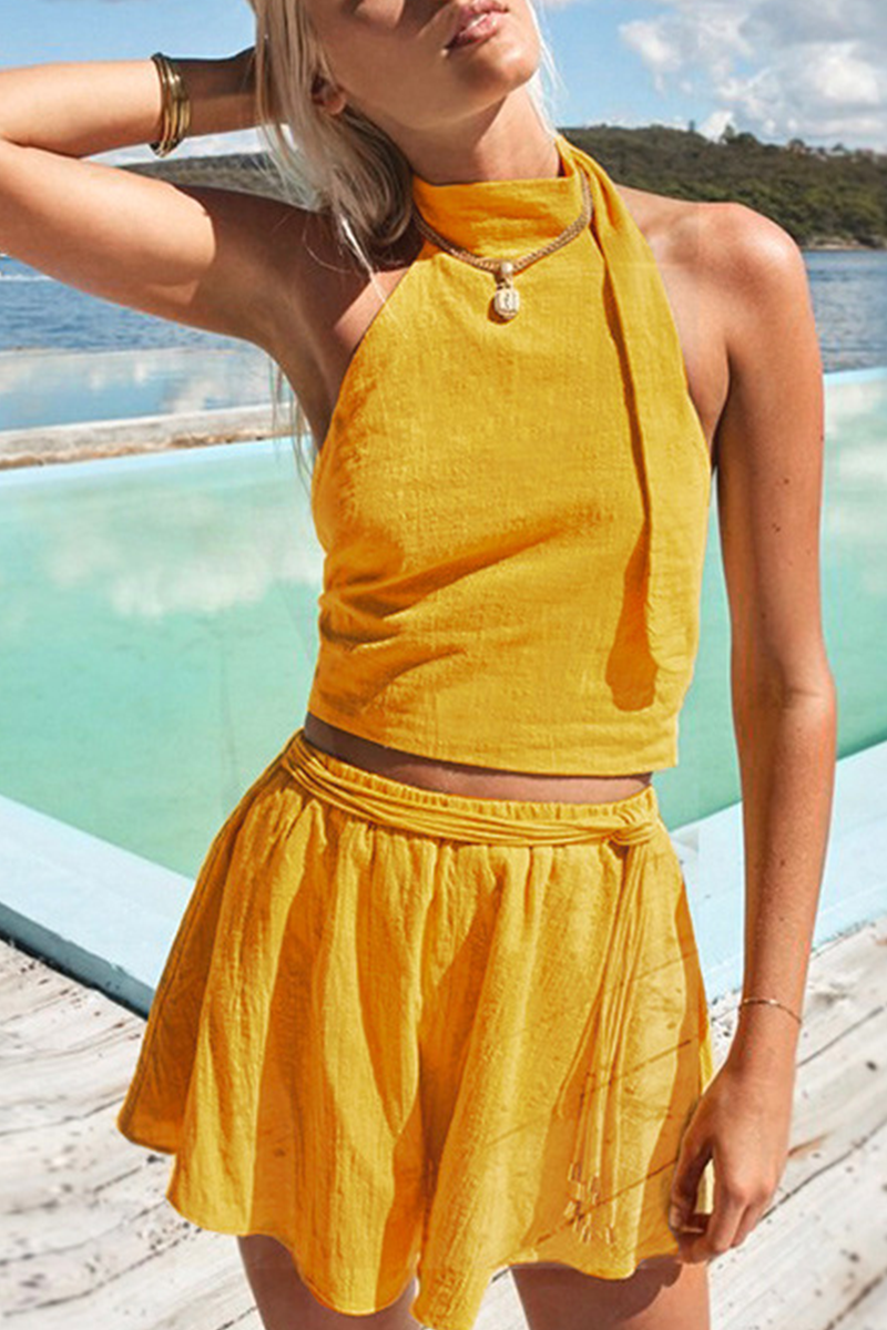 Riley - women's two-piece halter top and short skirt set