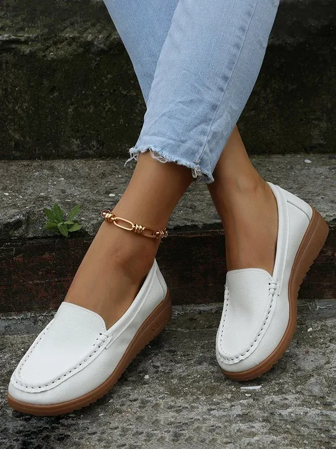 Plain Color Casual Loafers Flats