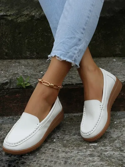 Plain Color Casual Loafers Flats