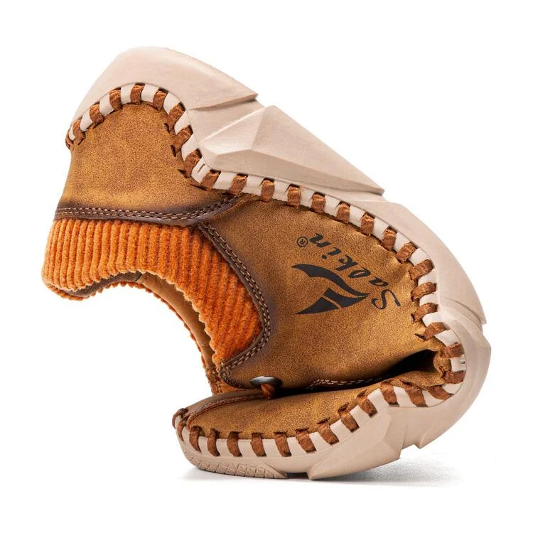 Men Hand Stitching Leather Non Slip Casual Driving Shoes