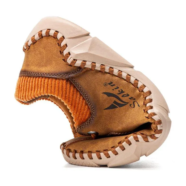 Men Hand Stitching Leather Non Slip Casual Driving Shoes